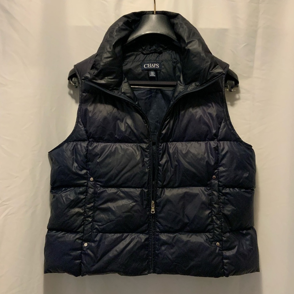 Chaps Down Vest Navy Blue size Large